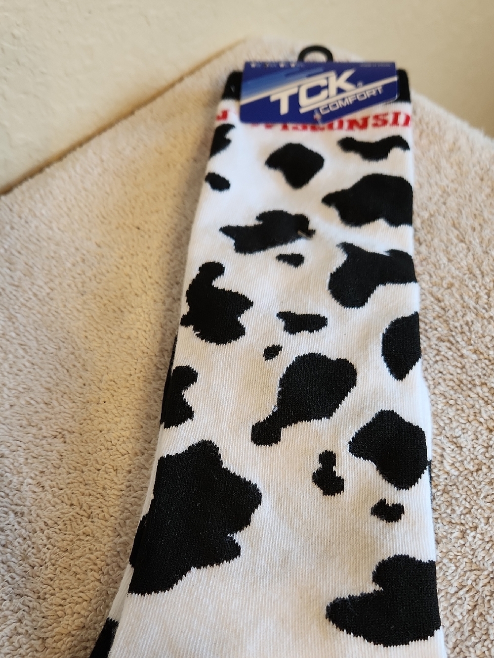 Black & White Cow-Print Men's Crew Socks